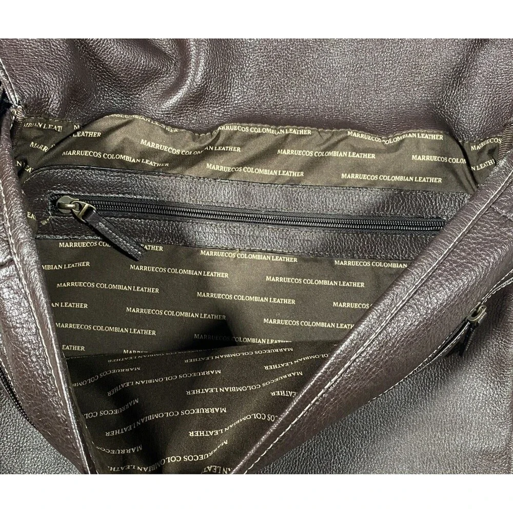 Marruecos Columbian Leather Messenger Bag Laptop Bag Hand Crafted Brown Pebbled